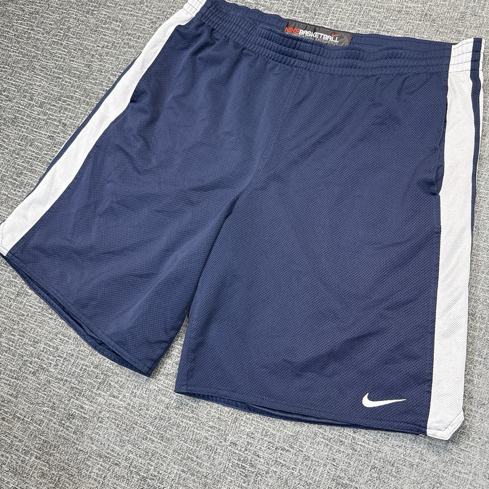 Nike Basketball Shorts Men's XL Navy Mesh Athletic Y2K‎ Vintage Gym